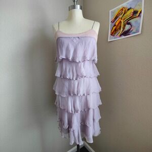 Trinity Silk Tiered Ruffle Dress Lavender Midi Fairy Pastel Ethereal Coquette M